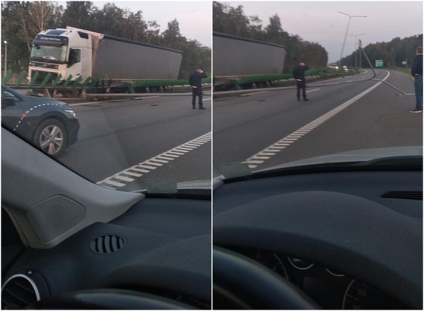 Autostradoje į kelio atitvarus rėžėsi vilkikas: įvykio vietoje reguliuojamas eismas