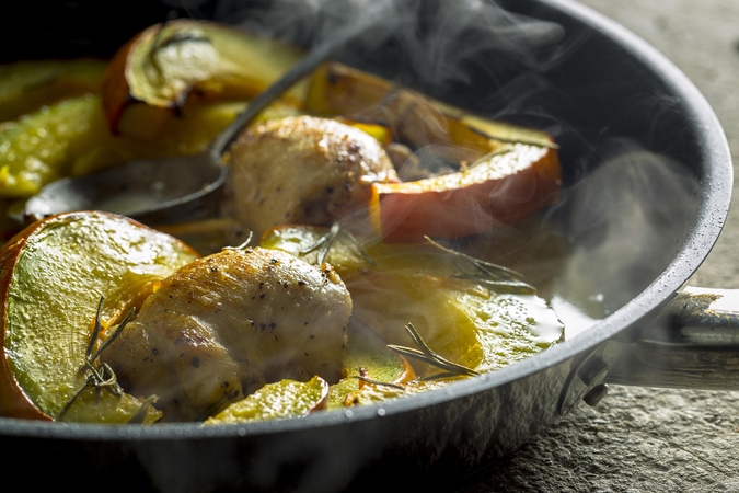 Savaitgalio pietums – vištienos suktinukai su moliūgu ir prancūziškas desertas