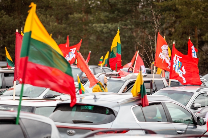 Kovo 11-osios tautininkų eitynes pakeitė „važiuotynės“: Vilniuje susirinko apie 200 automobilių