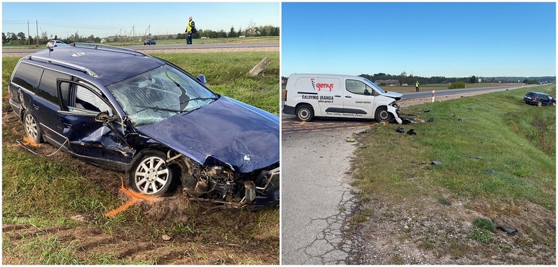 Prienų rajone susidūrė automobiliai: vairuotojai pristatyti į ligoninę
