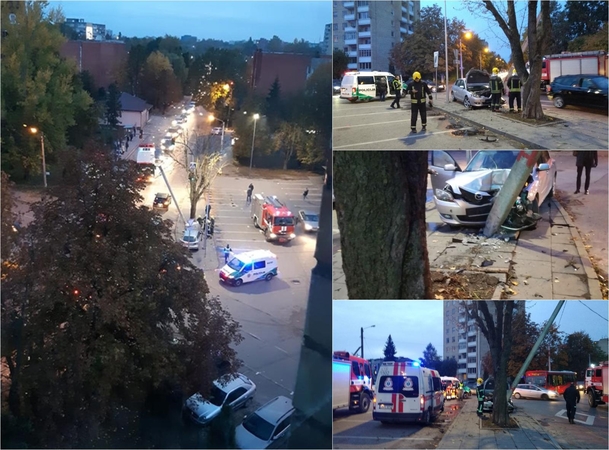 A. Baranausko gatvėje girtas vairuotojas atsitrenkė į stulpą