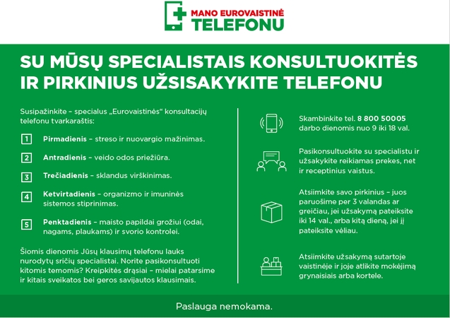 „Eurovaistinė“ pristato dar daugiau galimybių pasikonsultuoti telefonu