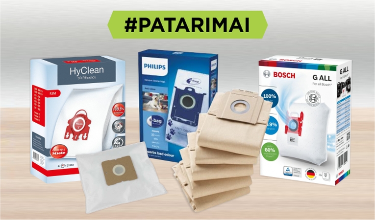 Į ką atkreipti dėmesį renkantis dulkių maišelį?