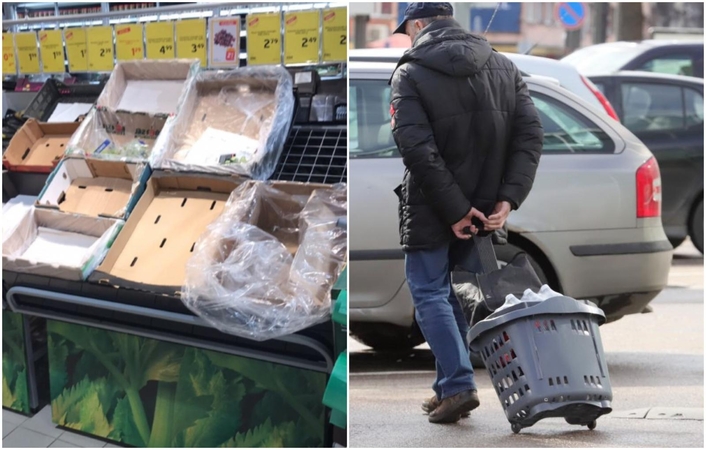 Plintant koronavirusui gyventojai šluoja ir parduotuvių, ir vaistinių lentynas