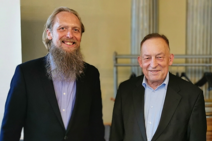 Jonas Staselis (kairėje) ir Kornelijus Platelis