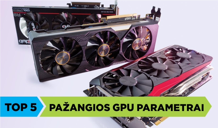 Penki galingos ir pažangios vaizdo plokštės parametrai