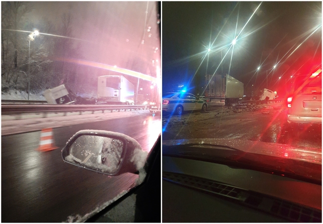 Vilniuje į atitvarus ir stulpą rėžėsi vilkikas