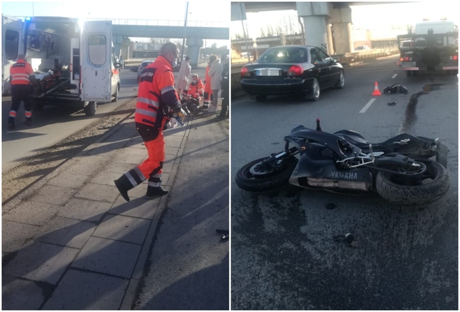 Avarija Liepų gatvėje: motociklas rėžėsi į pėsčiuosius, yra sužeistųjų