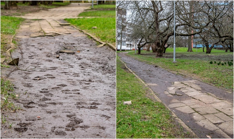 Gyventojai stebisi situacija Debreceno gatvėje: takas pradingo, liko tik purvynas