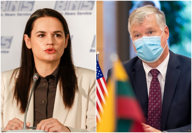 JAV diplomatas Vilniuje susitiko su S. Cichanouskaja, sako, kad amerikiečiai nesikiš