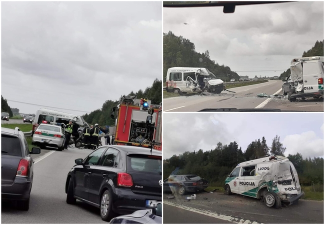 Į avariją autostradoje prie Gargždų pateko pareigūnų automobilis: yra sužeistųjų