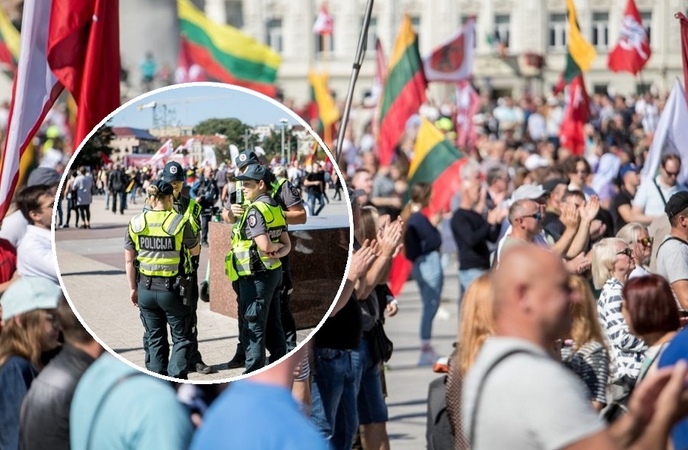 Policija Šeimų sąjūdžio mitinge sulaikė du asmenis, pas vieną rasta pirotechnikos