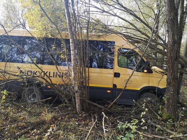 Sutrikus vairuotojo sveikatai, nuo kelio nuvažiavo mokyklinis autobusas su 16 vaikų
