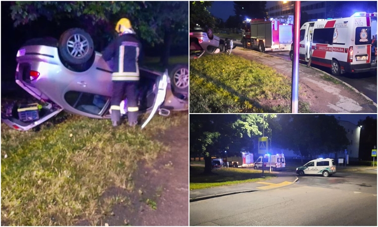 Eismo nelaimė Studentų gatvėje: automobilis rėžėsi į medį ir apvirto
