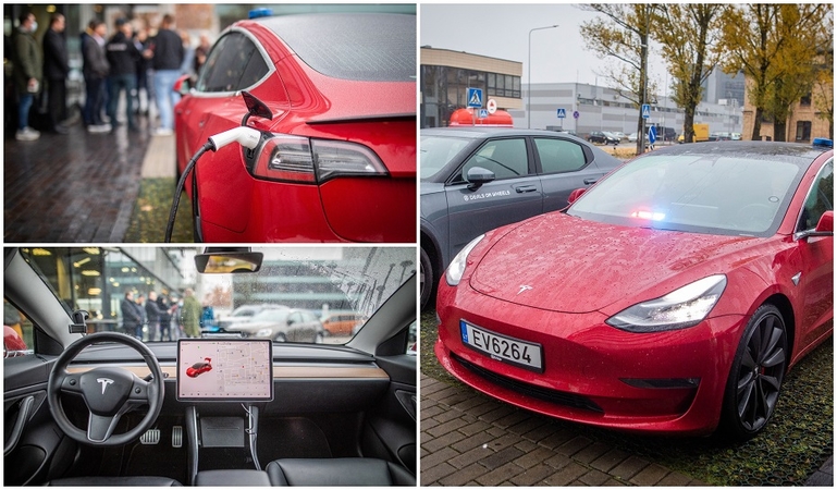 Lietuvos kelių policijos tarnybai perduotas „Tesla“ automobilis