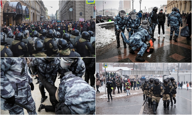 Kremlius gina saugumo pajėgų veiksmus prieš protestuotojus: buvo daug chuliganų ir provokatorių