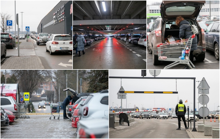 Automobilių spūstys atslūgo tik didžiųjų prekyviečių aikštelėse