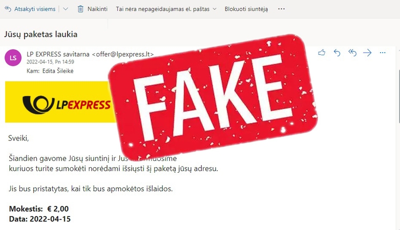 Lietuvos paštas įspėja apie sukčius: pinigus bando vilioti netikrais laiškais