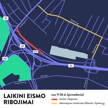 Ties išvažiavimu iš A1 kelio prasidės remonto darbai: bus laikinai ribojamas eismas