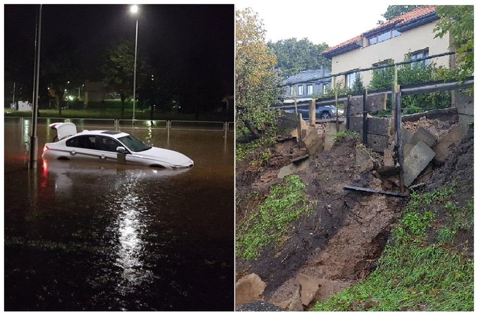Liūtis plovė Kauną: skendo automobiliai, slinko nuošliaužos