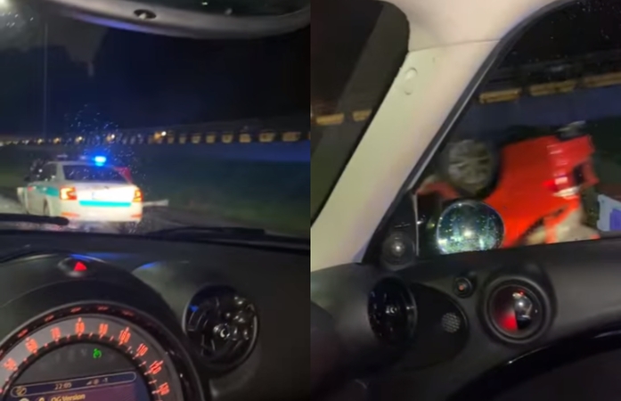 Avarija Vilniuje: BMW nuvertė stulpą ir apvirto ant stogo 