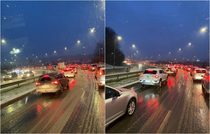 Sniegas vėl sukėlė sumaištį Kauno gatvėse