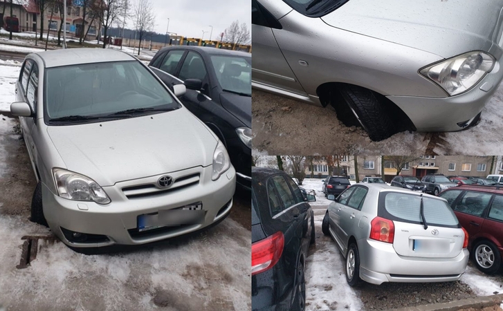 Dėl smegduobės aikštelėje automobilis pakibo ore: išsireikalauti žalą nebuvo lengva