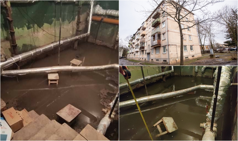Bėdos: nors namo Biržiškų g. 11 gyventojai sumokėjo už naujo drenažo įrengimą, vanduo vis tiek patenka į rūsius.