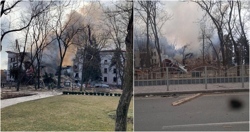 Karas Ukrainoje: kraupi ataka – bombarduotas Mariupolio teatras, kuriame slėpėsi šimtai žmonių