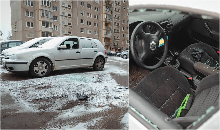 Sprogimas Šilainiuose: šįkart nusikaltėlių, galimai ginkluotų petardomis, taikiniu tapo „VW Golf“