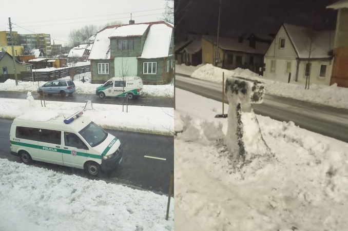 Iš sniego nulipdytu trikoju susidomėjo ir patys pareigūnai