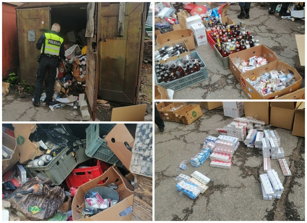 Aiškinasi, iš kur šiukšlių pilname garaže atsirado cigaretės ir alkoholis