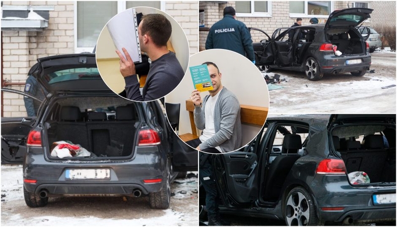 Biografija: veidus slėpę M. Tėvainis (iš kairės) ir D. Kalinovas po „VW Golf“ susprogdinimo įkliuvo ir dėl vagysčių iš automobilių.