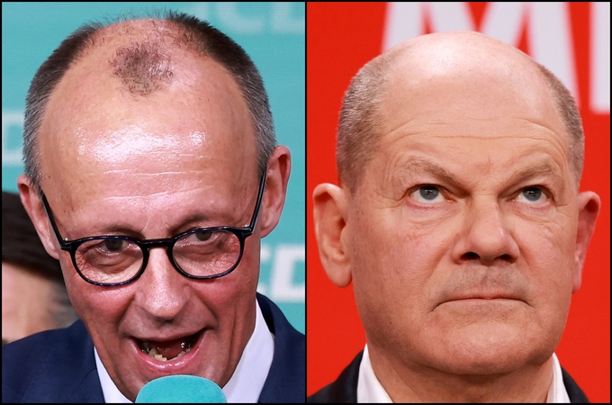 F. Merzas džiaugiasi istoriniais rezultatais, O. Scholzas pripažįsta pralaimėjimą