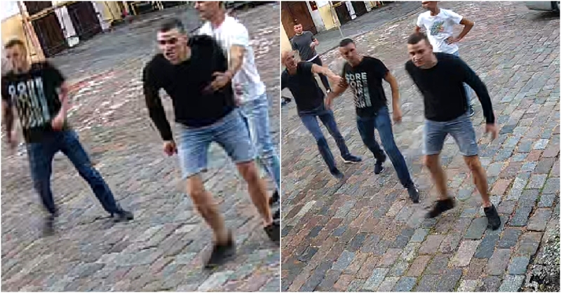 Rotušės aikštėje sumuštas vyras: pareigūnai ieško šių įniršusių vyrų