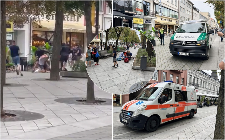 Kruvinos muštynės Laisvės alėjoje: sulaikyti keturi užpuolikai, kitų tebeieškoma