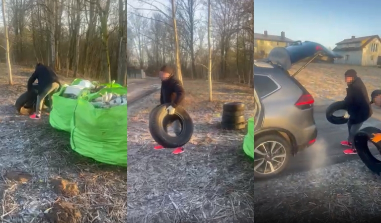 Įžūlūs šiukšlintojai gamtos kampelyje išmetė padangas – pilietiški žmonės privertė viską susirinkti