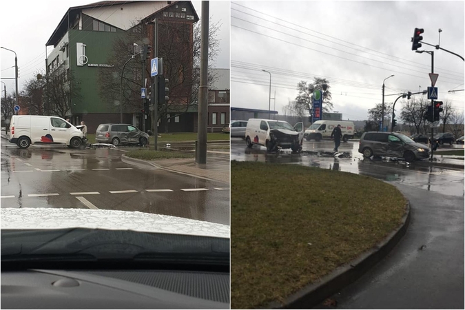 Prieš vakarinį piką – avarija Raudondvario plente: automobiliai stipriai apgadinti