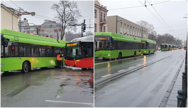 Dėl incidento miesto centre buvo nusidriekusi viešojo transporto eilė