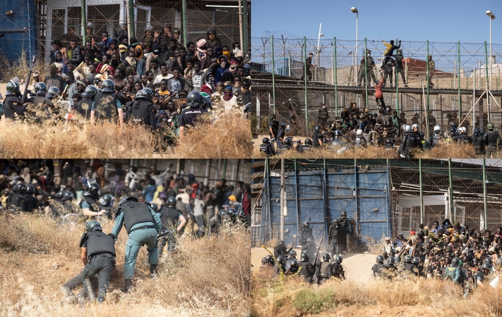 Daugiau nei 2 tūkst. migrantų pamėgino prasiveržti į Ispanijos Meliljos anklavą