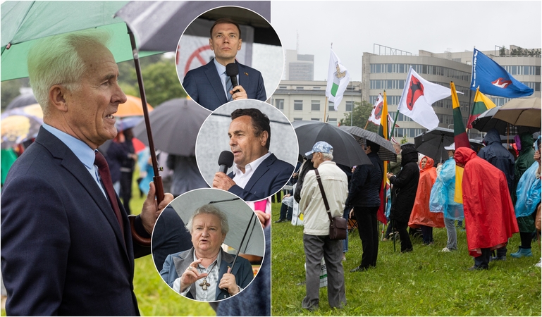 Šeimų sąjūdžio mitinge – ir Seimo nariai: protestuotojai piktinosi valdžios sprendimais