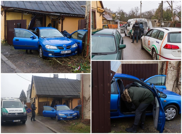 Žaliakalnyje nuo pareigūnų sprukęs „Nissan“ apgadino dvi mašinas ir rėžėsi į tvorą