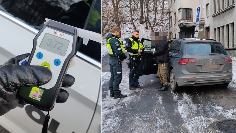 Kauno centre pričiupto vairuotojo laukė labai sunkios pagirios: įpūtė beveik 4 prom.
