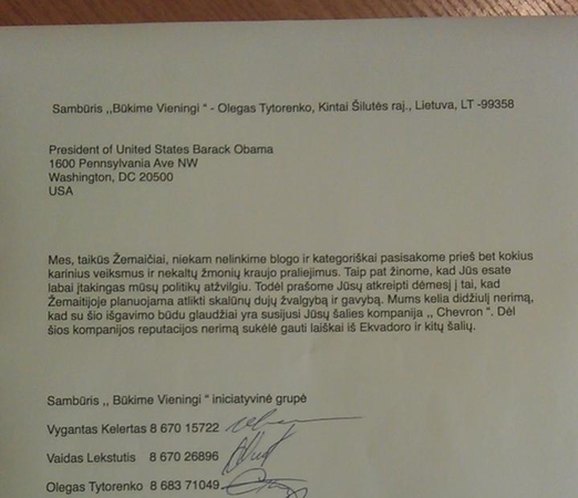 Laišką V. Putinui ir A. Lukašenkai išsiuntę žemaičiai nesiliauja stebinę