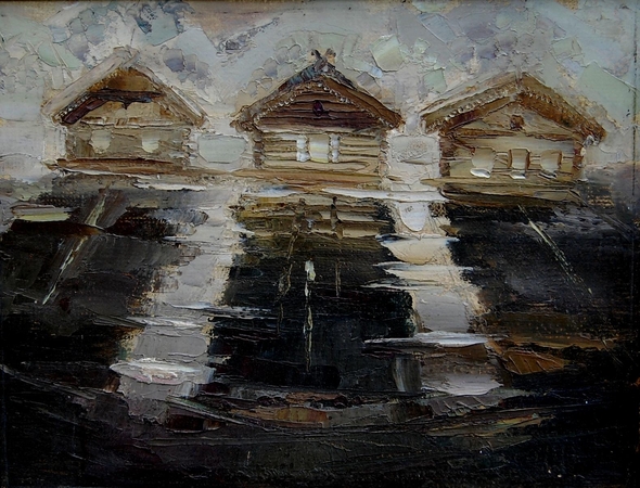 R.Radzevičius. Pamario motyvas. 1982 m., aliejus, kartonas, 42x61 cm.