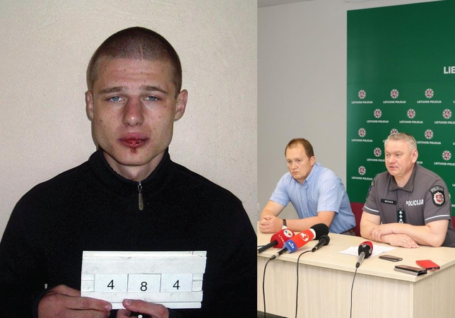 Marius Civinskas (kairėje) ir teisėsaugos pareigūnai.