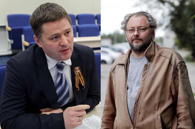 Susikirto: A.Marčauskui (dešinėje) užkliuvo Lietuvos rusų sąjungos atstovo V.Titovo pasisakymai, o tarybos nariui nepatiko interneto memai jo paskyroje
