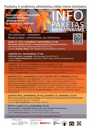 Klaipėdos bibliotekoje – „Info paketas menininkams“