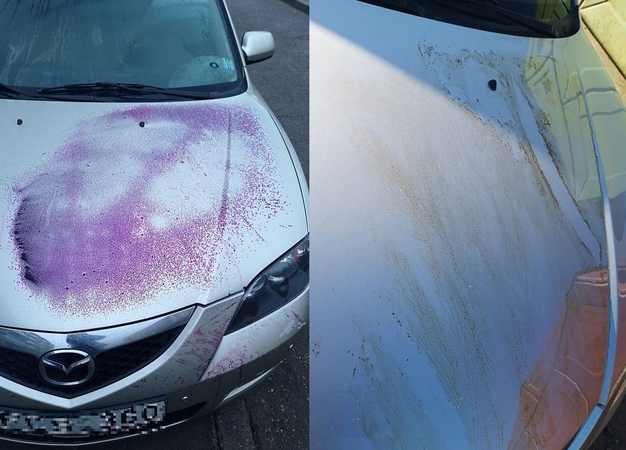 Kaimynų kerštas: automobilį pakrikštijo kalio permanganatu