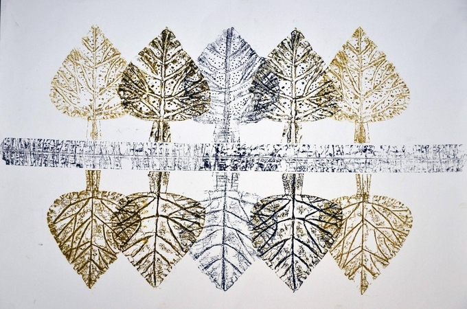 M.Ruzgaitės-Jonaitienės grafikos kūrinys „Lygiadienis“.